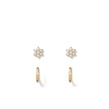 Kate Spade New York Flower Pearl Stud and Huggie Set - Gold