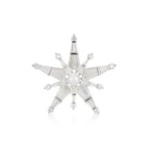 August Woods Silver Sparkle Pearl Star Brooch - Silver