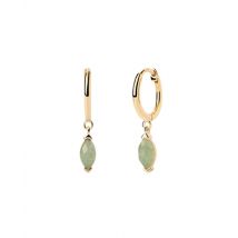 PDPAOLA Green Aventurine Nomad Hoops - Gold