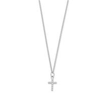 ChloBo Mens Silver Curb Chain Cross Necklace - 51cm
