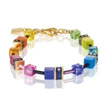 Coeur De Lion Gold Tone Rainbow Cubes Bracelet