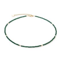 Coeur De Lion Gold Dark Green Beaded Necklace - Silver