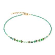 Coeur De Lion Gold Green Mini Cubes Necklace - Silver