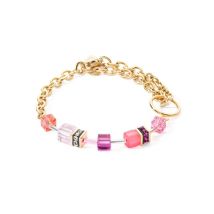 Coeur De Lion Gold Pink GeoCube Blacelet - Silver