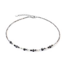 Coeur De Lion Silver Black and White Crytal Necklace - Silver