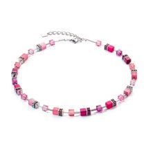 Coeur De Lion Silver Pink GeoCube Necklace - Silver