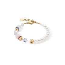 Coeur De Lion Gold Tone Pearl and Pastels Cubed Bracelet - Gold