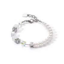 Coeur De Lion Precious Fusion Silver Pearl White Cubes Bracelet - Silver