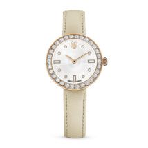 Swarovski Certa Rose Gold Swiss Made Beige Leather Bracelet Watch - Adjustable