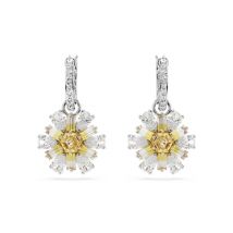Swarovski Idyllia drop earrings, Flower, Yellow, Rhodium plated