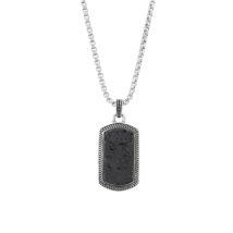 Over & Over Silver and Black Mens Tag Pendant Necklace - Silver