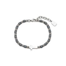 Over & Over Silver Mens Stainless Steel Hematire Bracelet - Silver