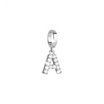 Rebecca Silver Pave Letter A Charm - Silver