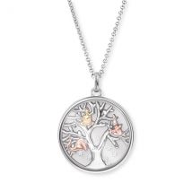 Angel Whisperer Silver and Rose Tree of Life Necklace - Silver