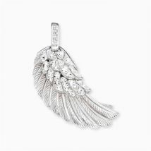 Angel Whisperer Silver Angel Wing White Crystal Charm - Silver