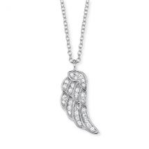 Angel Whisperer Silver Crystal Wing Pendant Necklace - Silver