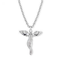 Angel Whisperer Silver Small Guardian Angel Necklace - Silver