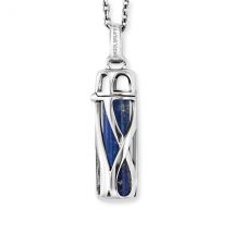 Angel Whisperer Silver Healing Lapis Small Pendant Necklace - Silver