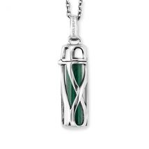 Angel Whisperer Silver Healing Malachite Small Pendant Necklace - Silver