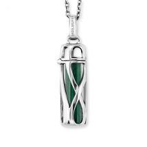 Angel Whisperer Silver Healing Malachite Medium Pendant Necklace - Silver