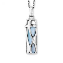 Angel Whisperer Silver Powerful Stone With Blue Agate Sphere Pendant Necklace - Silver