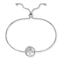 Angel Whisperer Silver Tree of Life CZ Pull Bracelet - Silver