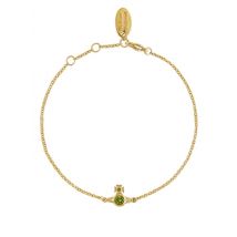 Vivienne Westwood Gold Green Crystal London Orb Bracelet - 17.5cm