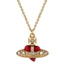 Vivienne Westwood Gold Red Enamel New Diamante Heart Neckalce