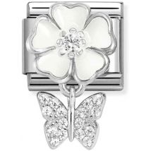 Nomination White Flower With Butterfly Charm