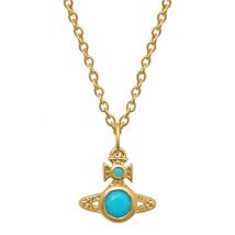 Vivienne Westwood Gold Turqouise Crystal London Orb Necklace - Gold