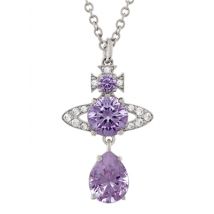 Vivienne Westwood Silver Lavender Ismene Drop Necklace - 44cm