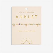 Joma Gold Multi Stone Anklet - Gold