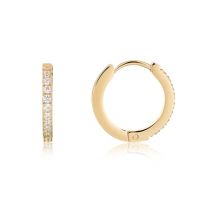 Over & Over Gold Stainless Steel Simple Crystal Hoop Earrings - Gold