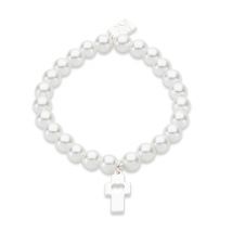 August Woods Silver Cross Heart Pearl Bracelet - Silver