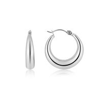 Over & Over Silver Stainless Steel Oval Huggie Hoop Earrings - Silver