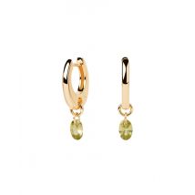 PDPAOLA Gold Green Lily Drop Hoop Earrings - Gold