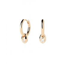 PDPAOLA Gold Delta Crystal Dangle Hoops - Gold