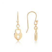 August Woods Gold Padlock Heart Drop Earrings - Gold