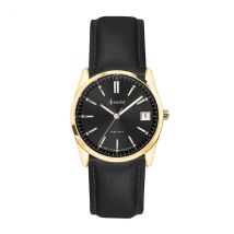 Accurist Women's Everyday Black Dial Leather Gold Watch - Gold