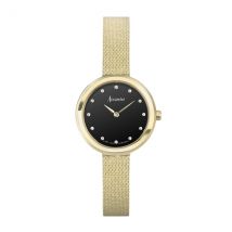 Accurist Women's Jewellery Black Dial Gold Watch - Gold