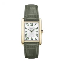 Accurist Women's Rectangle Green Leather Watch - Gold