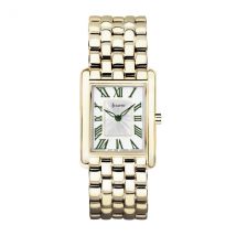 Accurist Women's Rectangle Green Numeral Gold Watch - Gold