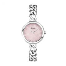 Accurist Women's Jewellery Curb Chain Rose Dial Silver Watch - Silver