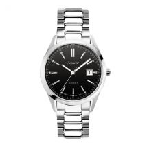 Accurist Men's Everyday Black Dial Silver Watch - Silver