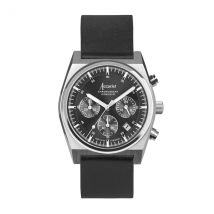 Accurist Men's Origin Chronograph Black Leather Watch - Silver