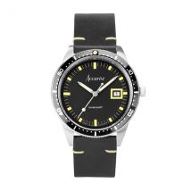 Accurist Men's Dive Black Dial Rubber Strap Watch - Silver