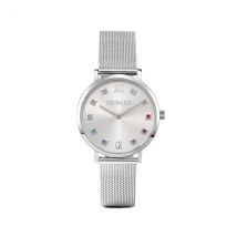 Coeur De Lion Silver Multicolour Cube Round Watch - Silver