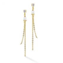 Coeur De Lion Gold Past White Cube Drop Earrings - Gold