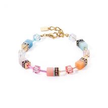 Coeur De Lion Gold Aqua Apricot Cubes Bracelet - Gold