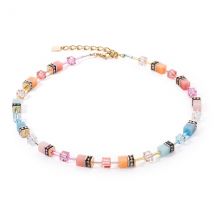 Coeur De Lion Gold Aqua Apricot Cubes Necklace